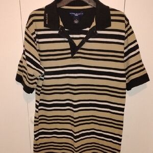Striped Polo Shirt in Khaki and Black by J. Crew